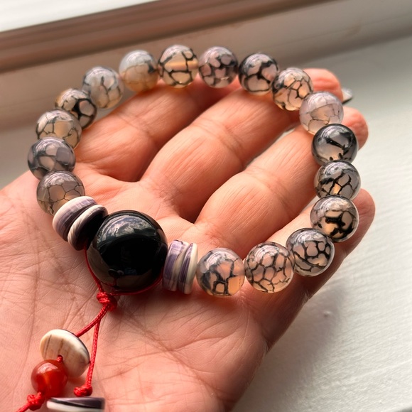 DRAGONS VEINS + ONYX NATURAL STONES BRACELET size 7.5” - Picture 12 of 13